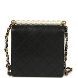 Pre-owned Chanel Chic Pearls Flap Bag Black Calfskin Brushed Gold Hardware