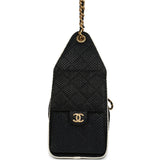 Chanel Small 25 Hobo Bag Black Raffia and White Calfskin Antique Gold Hardware