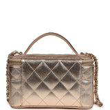 Chanel Small Top Handle Vanity Case With Chain Metallic Copper Shiny Caviar Light Gold Hardware