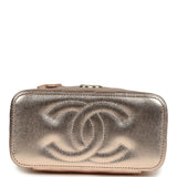 Chanel Small Top Handle Vanity Case With Chain Metallic Copper Shiny Caviar Light Gold Hardware