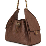 Chanel Small 25 Hobo Bag Brown Caviar Antique Gold Hardware - Thumbnail View 5