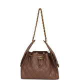 Chanel Small 25 Hobo Bag Brown Caviar Antique Gold Hardware - Thumbnail View 6