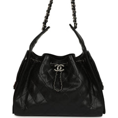 Chanel Small 25 Hobo Bag Black Shiny Caviar Aged Ruthenium Hardware