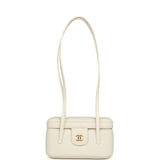 Chanel Preppy Coco Long Vanity with Straps White Shiny Caviar Brushed Gold Hardware