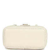 Chanel Preppy Coco Long Vanity with Straps White Shiny Caviar Brushed Gold Hardware