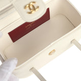 Chanel Preppy Coco Long Vanity with Straps White Shiny Caviar Brushed Gold Hardware