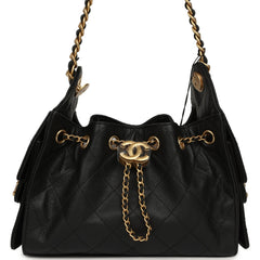 Chanel Mini 25 Hobo Bag Black Caviar Antique Gold Hardware