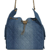 Chanel Medium 25 Hobo Bag Blue Washed Denim Antique Gold Hardware - Thumbnail View 1