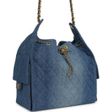 Chanel Medium 25 Hobo Bag Blue Washed Denim Antique Gold Hardware - Thumbnail View 2