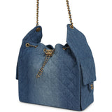 Chanel Medium 25 Hobo Bag Blue Washed Denim Antique Gold Hardware - Thumbnail View 5