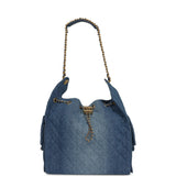 Chanel Medium 25 Hobo Bag Blue Washed Denim Antique Gold Hardware - Thumbnail View 7