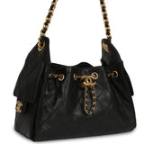 Chanel Mini 25 Hobo Bag Black Caviar Antique Gold Hardware - Thumbnail View 2