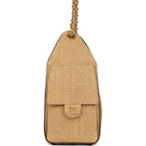 Chanel Small 25 Hobo Bag Beige Raffia and Black Calfskin Antique Gold Hardware - Thumbnail View 3