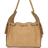 Chanel Small 25 Hobo Bag Beige Raffia and Black Calfskin Antique Gold Hardware - Thumbnail View 4
