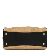 Chanel Small 25 Hobo Bag Beige Raffia and Black Calfskin Antique Gold Hardware - Thumbnail View 7