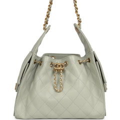 Chanel Small 25 Hobo Bag Light Green Caviar Antique Gold Hardware