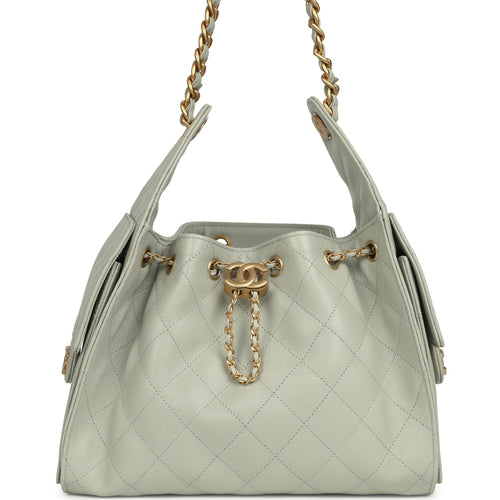 Chanel Small 25 Hobo Bag Light Green Caviar Antique Gold Hardware