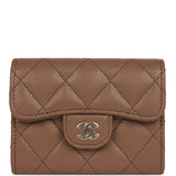 Chanel Small Classic Flap Wallet Brown Shiny Caviar Light Gold Hardware - Thumbnail View 1