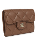 Chanel Small Classic Flap Wallet Brown Shiny Caviar Light Gold Hardware - Thumbnail View 2