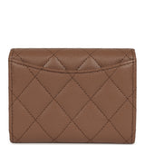 Chanel Small Classic Flap Wallet Brown Shiny Caviar Light Gold Hardware - Thumbnail View 3