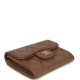 Chanel Small Classic Flap Wallet Brown Shiny Caviar Light Gold Hardware - Thumbnail View 6
