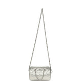 Chanel Mini Timeless Classic Barrel Bag with Chain Metallic Silver Shiny Caviar Silver Hardware - Thumbnail View 7