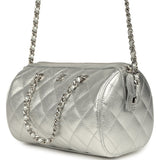 Chanel Mini Timeless Classic Barrel Bag with Chain Metallic Silver Shiny Caviar Silver Hardware - Thumbnail View 5