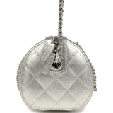 Chanel Mini Timeless Classic Barrel Bag with Chain Metallic Silver Shiny Caviar Silver Hardware - Thumbnail View 3