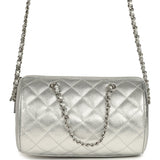 Chanel Mini Timeless Classic Barrel Bag with Chain Metallic Silver Shiny Caviar Silver Hardware - Thumbnail View 4
