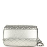 Chanel Mini Timeless Classic Barrel Bag with Chain Metallic Silver Shiny Caviar Silver Hardware - Thumbnail View 6