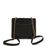 Chanel Double You Flap Backpack Black Denim Antique Gold Hardware - Thumbnail View 4