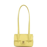 Chanel Preppy Coco Clutch with Straps Light Yellow Shiny Caviar Brushed Gold Hardware