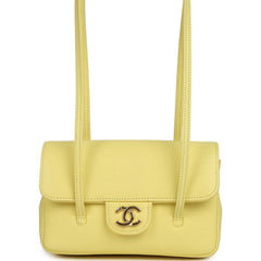 Chanel Preppy Coco Clutch with Straps Light Yellow Shiny Caviar Brushed Gold Hardware