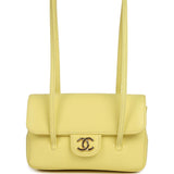 Chanel Preppy Coco Clutch with Straps Light Yellow Shiny Caviar Brushed Gold Hardware