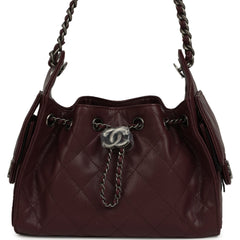 Chanel Mini 25 Hobo Bag Burgundy Caviar Aged Ruthenium Hardware