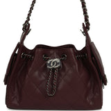 Chanel Mini 25 Hobo Bag Burgundy Caviar Aged Ruthenium Hardware - Thumbnail View 1