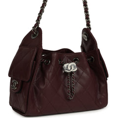 Chanel Mini 25 Hobo Bag Burgundy Caviar Aged Ruthenium Hardware