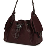 Chanel Mini 25 Hobo Bag Burgundy Caviar Aged Ruthenium Hardware - Thumbnail View 5