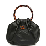 Chanel Small Pouch Black Shiny Lambskin Tortoiseshell Hardware