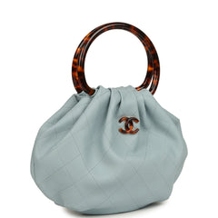 Chanel Small Pouch Light Blue Calfskin Tortoiseshell Hardware