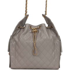 Chanel Medium 25 Hobo Bag Dark Grey Caviar Antique Gold Hardware