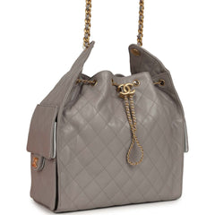 Chanel Medium 25 Hobo Bag Dark Grey Caviar Antique Gold Hardware