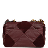 Chanel Medium 19 Flap Bag Burgundy Suede, Shiny Lambskin and Caviar Mixed Metal Hardware - Thumbnail View 4