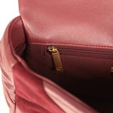 Chanel Medium 19 Flap Bag Burgundy Suede, Shiny Lambskin and Caviar Mixed Metal Hardware - Thumbnail View 10