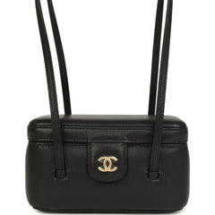 Chanel Preppy Coco Long Vanity with Straps Black Shiny Caviar Brushed Gold Hardware