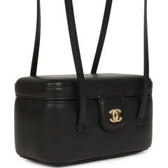 Chanel Preppy Coco Long Vanity with Straps Black Shiny Caviar Brushed Gold Hardware