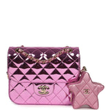 Pre-owned Chanel Mini Flap Bag and Star Coin Purse Pink Mirror Calfskin and Metallic Calfskin Light Gold Hardware - Thumbnail View 1