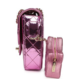 Pre-owned Chanel Mini Flap Bag and Star Coin Purse Pink Mirror Calfskin and Metallic Calfskin Light Gold Hardware - Thumbnail View 4