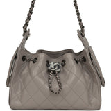 Chanel Mini 25 Hobo Bag Dark Grey Caviar Aged Ruthenium Hardware - Thumbnail View 1