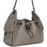 Chanel Mini 25 Hobo Bag Dark Grey Caviar Aged Ruthenium Hardware - Thumbnail View 2